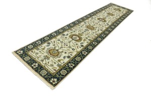 Cream Floral Osh Chobi 3X13 Peshawar Oriental Runner Rug