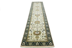 Cream Floral Osh Chobi 3X13 Peshawar Oriental Runner Rug