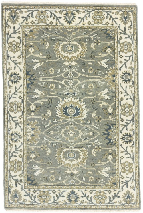 Taupe Floral Osh Chobi 4X6 Peshawar Oriental Rug