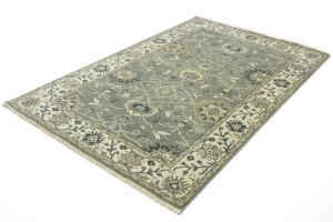 Taupe Floral Osh Chobi 5X8 Peshawar Oriental Rug