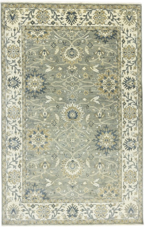 Taupe Floral Osh Chobi 6X9 Peshawar Oriental Rug