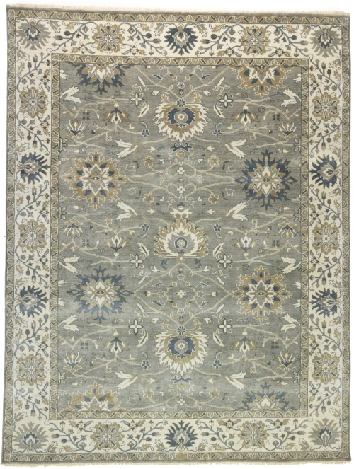 Taupe Floral Osh Chobi 9X12 Peshawar Oriental Rug