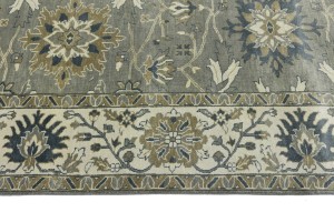 Taupe Floral Osh Chobi 9X12 Peshawar Oriental Rug