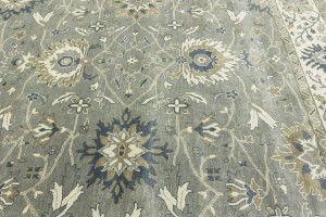 Taupe Floral Osh Chobi 9X12 Peshawar Oriental Rug