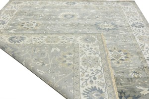 Taupe Floral Osh Chobi 9X12 Peshawar Oriental Rug