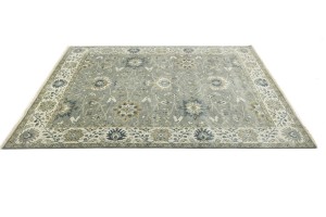 Taupe Floral Osh Chobi 9X12 Peshawar Oriental Rug