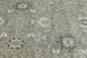 Taupe Floral Osh Chobi 9X12 Peshawar Oriental Rug