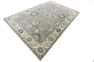 Taupe Floral Osh Chobi 10X14 Peshawar Oriental Rug