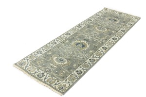 Taupe Floral Osh Chobi 3X8 Peshawar Oriental Runner Rug
