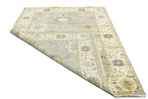 Blue-gray Floral Osh Chobi 6X9 Peshawar Oriental Rug