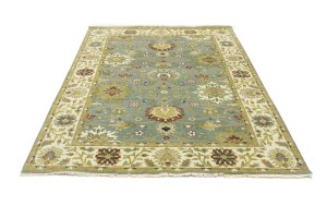 Blue-gray Floral Osh Chobi 6X9 Peshawar Oriental Rug