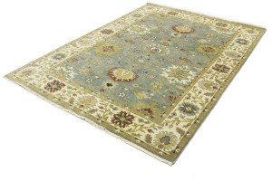 Blue-gray Floral Osh Chobi 6X9 Peshawar Oriental Rug