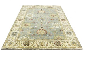Blue-gray Floral Osh Chobi 6X9 Peshawar Oriental Rug