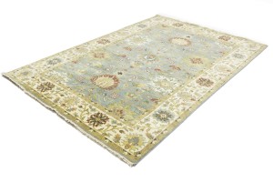 Blue-gray Floral Osh Chobi 6X9 Peshawar Oriental Rug