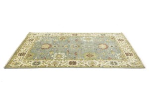 Blue-gray Floral Osh Chobi 6X9 Peshawar Oriental Rug