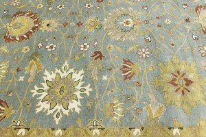 Blue-gray Floral Osh Chobi 9X12 Peshawar Oriental Rug