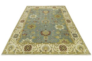 Blue-gray Floral Osh Chobi 9X12 Peshawar Oriental Rug