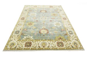 Blue-gray Floral Osh Chobi 9X12 Peshawar Oriental Rug