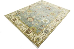 Blue-gray Floral Osh Chobi 9X12 Peshawar Oriental Rug