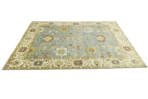 Blue-gray Floral Osh Chobi 9X12 Peshawar Oriental Rug
