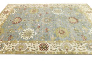 Blue-gray Floral Osh Chobi 10X14 Peshawar Oriental Rug