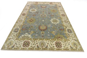 Blue-gray Floral Osh Chobi 10X14 Peshawar Oriental Rug