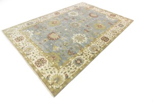 Blue-gray Floral Osh Chobi 10X14 Peshawar Oriental Rug