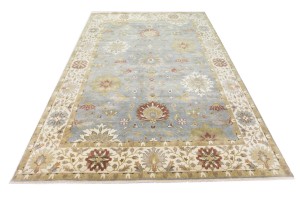 Blue-gray Floral Osh Chobi 10X14 Peshawar Oriental Rug