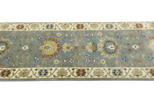 Blue-gray Floral Osh Chobi 3X8 Peshawar Oriental Runner Rug