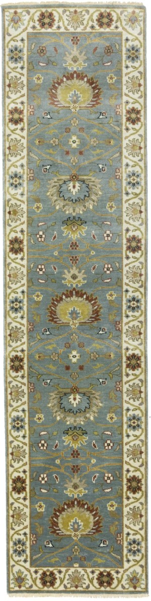 Blue-gray Floral Osh Chobi 2'5X10 Peshawar Oriental Runner Rug