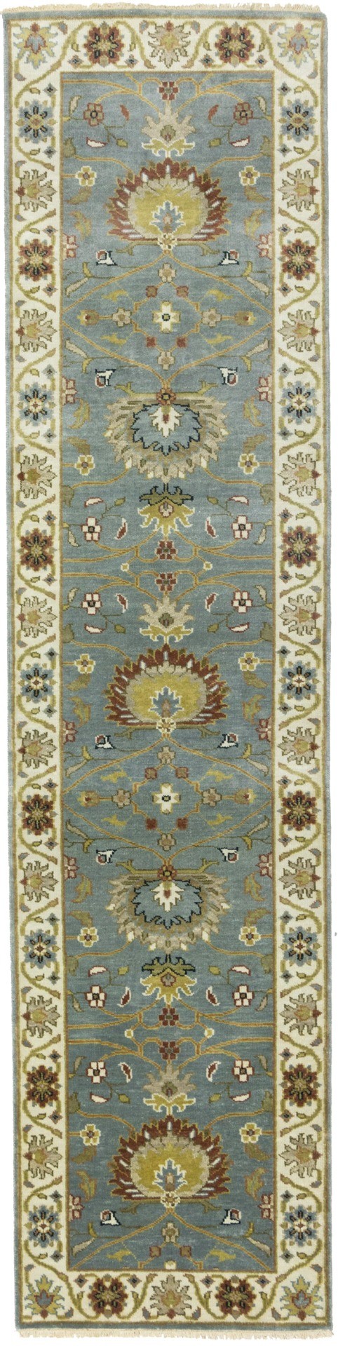 Blue-gray Floral Osh Chobi 2'5X10 Peshawar Oriental Runner Rug