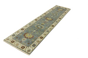 Blue-gray Floral Osh Chobi 2'5X10 Peshawar Oriental Runner Rug