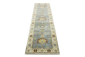 Blue-gray Floral Osh Chobi 2'5X10 Peshawar Oriental Runner Rug