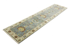 Blue-gray Floral Osh Chobi 2'5X10 Peshawar Oriental Runner Rug