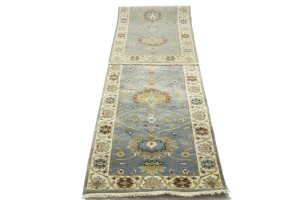 Blue-gray Floral Osh Chobi 2'5X12 Peshawar Oriental Runner Rug