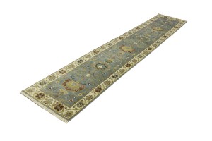 Blue-gray Floral Osh Chobi 2'5X12 Peshawar Oriental Runner Rug