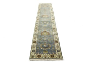 Blue-gray Floral Osh Chobi 2'5X12 Peshawar Oriental Runner Rug