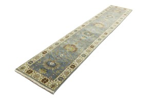 Blue-gray Floral Osh Chobi 2'5X12 Peshawar Oriental Runner Rug