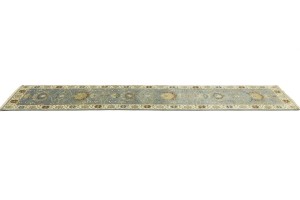 Blue-gray Floral Osh Chobi 2'5X12 Peshawar Oriental Runner Rug