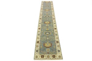 Blue-gray Floral Osh Chobi 2'5X13'9 Peshawar Oriental Runner Rug