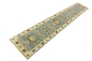 Blue-gray Floral Osh Chobi 2'5X13'9 Peshawar Oriental Runner Rug