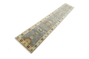 Blue-gray Floral Osh Chobi 2'5X13'9 Peshawar Oriental Runner Rug