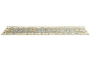 Blue-gray Floral Osh Chobi 2'5X13'9 Peshawar Oriental Runner Rug