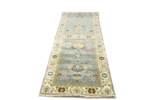 Blue-gray Floral Osh Chobi 3X13 Peshawar Oriental Runner Rug