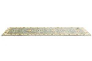 Blue-gray Floral Osh Chobi 3X13 Peshawar Oriental Runner Rug