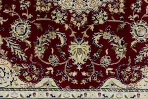 Red Floral 6X6 Indo-Nain Oriental Square Rug