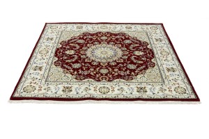 Red Floral 6X6 Indo-Nain Oriental Square Rug