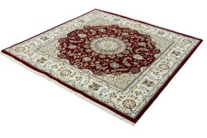 Red Floral 6X6 Indo-Nain Oriental Square Rug