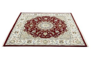 Red Floral 6X6 Indo-Nain Oriental Square Rug
