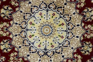 Red Floral 6X6 Indo-Nain Oriental Square Rug